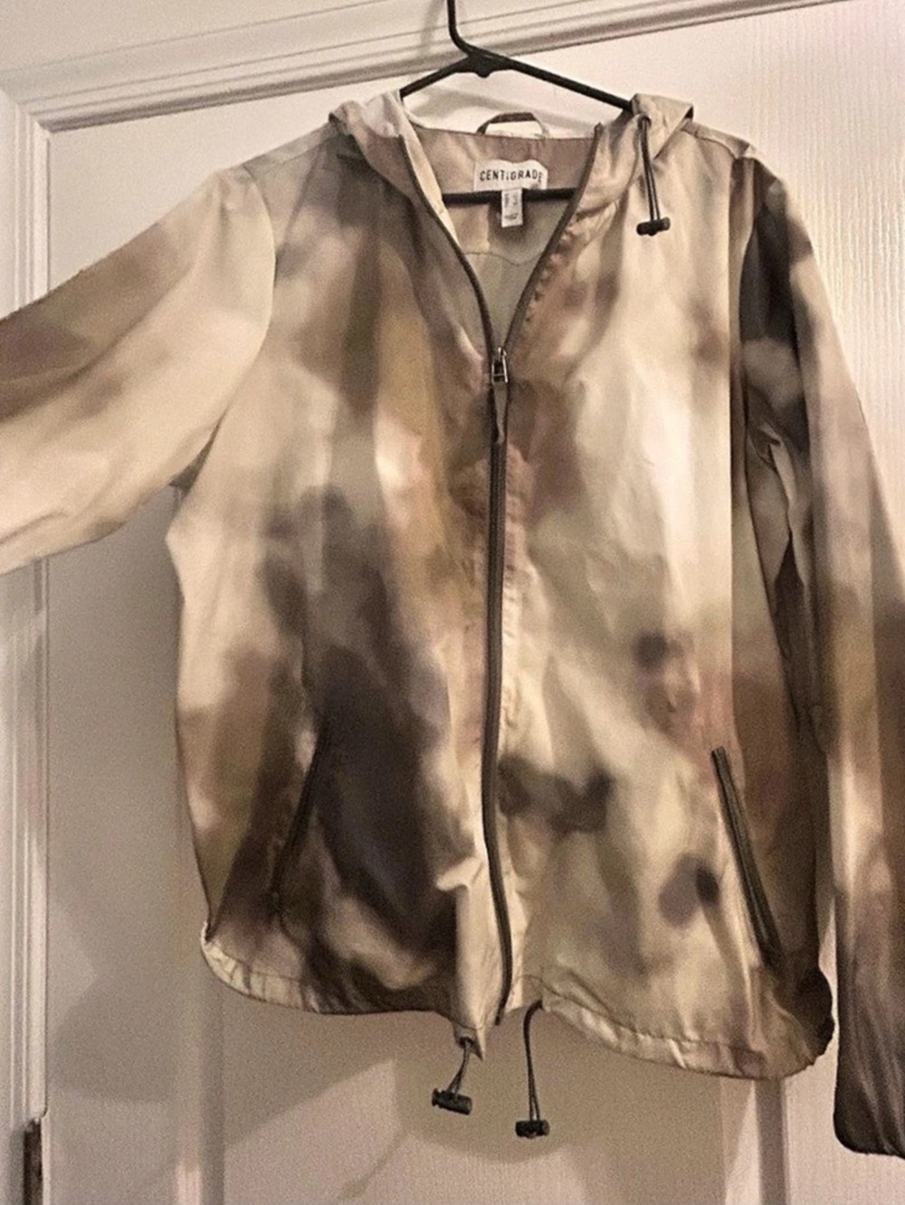 CENTIGRADE Water Resistant Packable Hooded Zip Front Rain Jacket XL